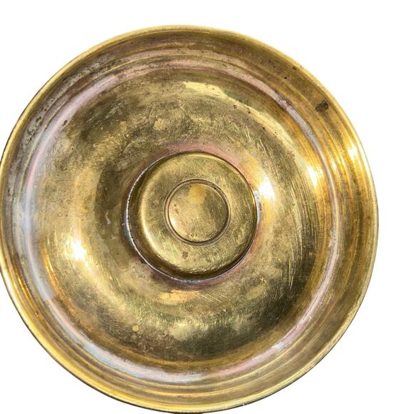 Vintage ornate Aztec brass three-arm candelabra boho Hollywood - Picture 9 of 11